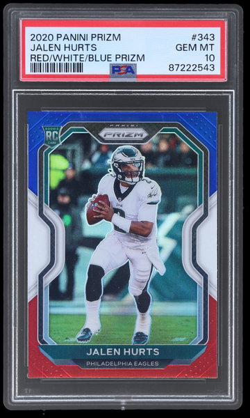 2020 Panini Prizm Jalen Hurts Red White And Blue Prizm PSA 10 RC