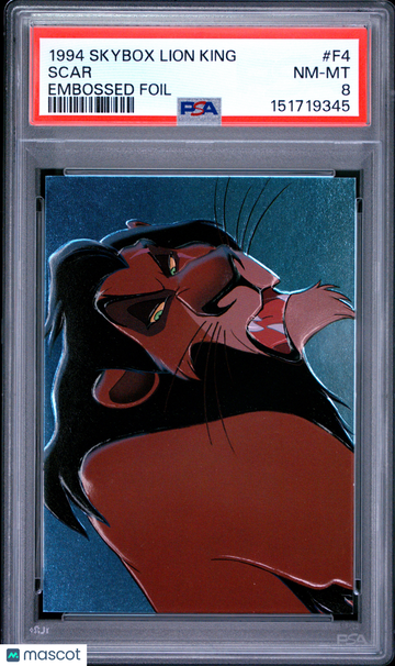 1994 Skybox Lion King Embossed Foil Scar #F4 PSA 8