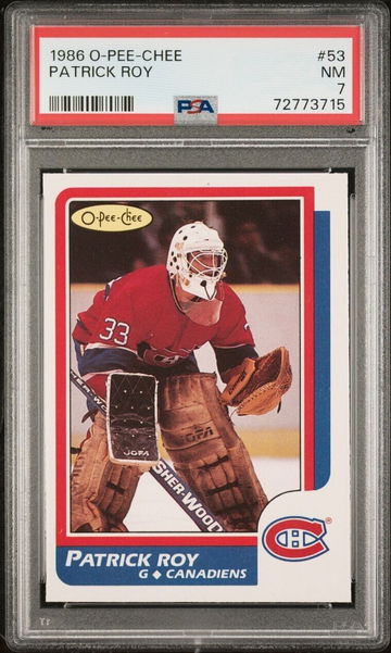 1986-87 O-Pee-Chee OPC Patrick Roy Rookie Card RC #53 PSA - 7 Canadiens
