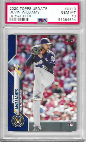 2020 Topps Update Devin Williams Royal Blue PSA 10