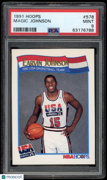 1991-92 Hoops Magic Johnson #578 PSA 9