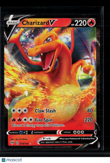 Pokemon Trading Card 2020 Darkness Ablaze Charizard V Holo Rare #19/189