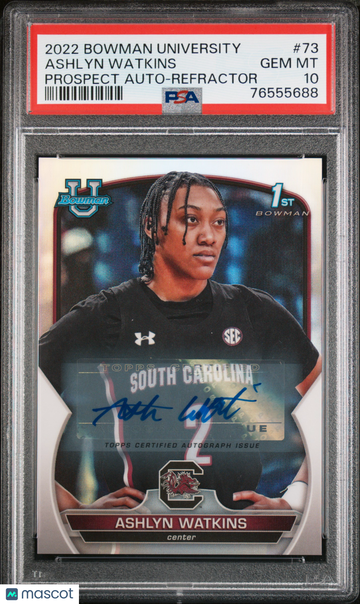 2022 Bowman Chrome University Ashlyn Watkins #73 Prospect Auto Refractor PSA 10
