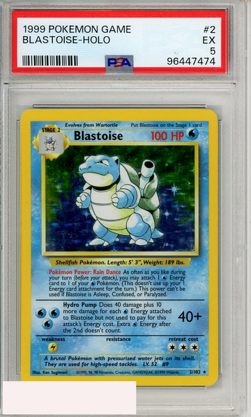 1999 POKEMON GAME BLASTOISE-HOLO #2 PSA 5 EX