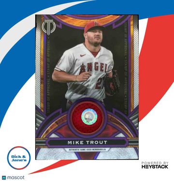 2023 Tribute Topps Tribute Mike Trout #SOA-MT Stamp of Approval Relics Purple /50 GAME USED