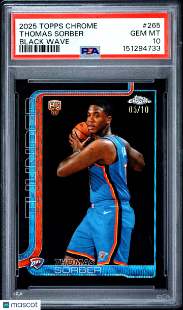 2025 Topps Chrome Thomas Sorber #265 Black Wave /10 PSA 10