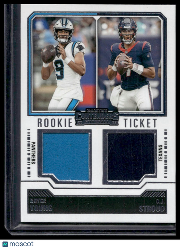 2023 Panini Contenders Bryce Young / C.J. Stroud #DS-1 Rookie Ticket Dual Swatches