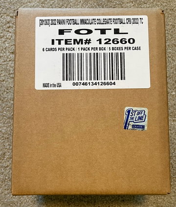 2022 Panini Immaculate Collegiate Football FOTL Sealed Case (5 boxes)