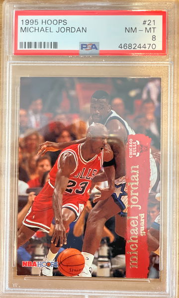 Michael Jordan GOAT vs. Shaq 1995 Hoops #21 PSA 8 NM-MT