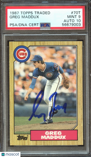 1987 Topps Traded Greg Maddux #70T PSA 9 Auto 10