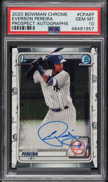 2020 Bowman Chrome Prospect Auto Everson Pereira PSA 10