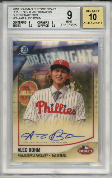 Alec Bohm 2018 Bowman Chrome Draft Night SUPERFRACTOR RC Autograph 1/1 BGS 9 Mint
