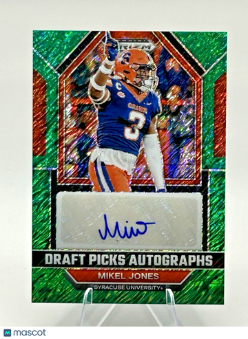 2023 Panini Prizm Draft Picks Football Green Shimmer DPA-MIJ Auto Mikel Jones Syracuse Orange