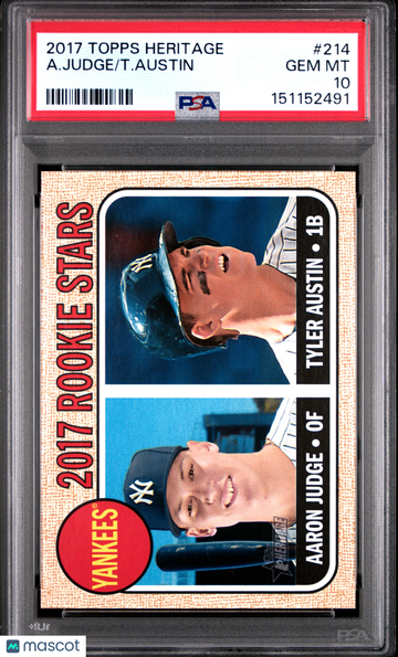 2017 Topps Heritage A. Judge T. Austin #214 PSA 10