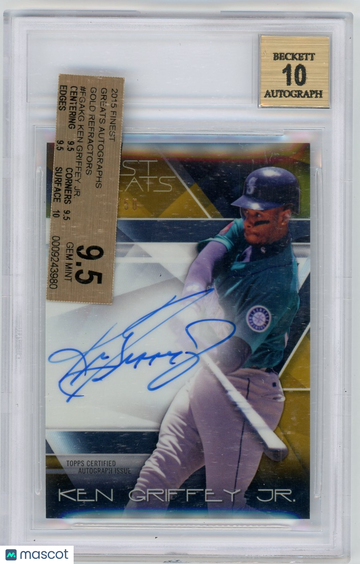 2015 Finest Greats Autographs Gold Refractors Ken Griffey Jr. #FGAKG BGS 9.5 Auto 10