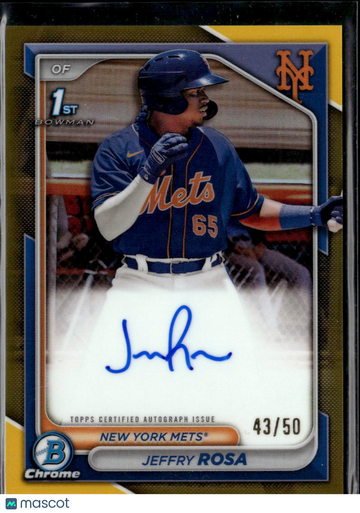 Jeffry Rosa 2024 Topps Bowman Chrome Auto Gold Refractor /50 New York Mets