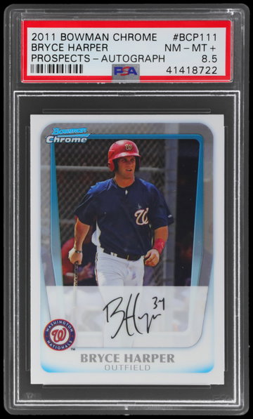 2011 Bowman Chrome Bryce Harper Prospect Autograph PSA 8.5