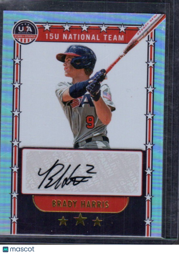2024 Panini Stars & Stripes USA Baseball Brady Harris #NTS-BH 15U National Team Signatures Holo AU