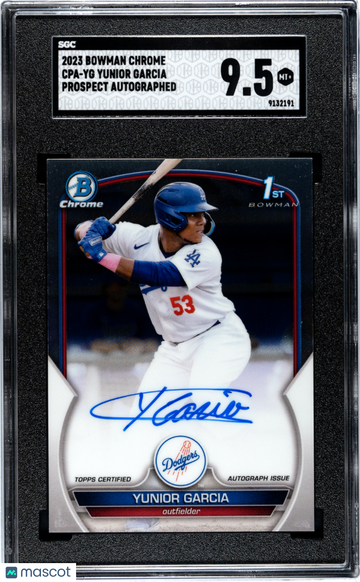 2023 Bowman Chrome Yunior Garcia #CPA-YG Prospect Autograph SGC 9.5