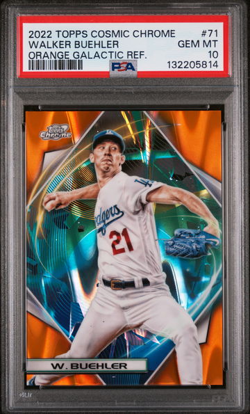 2022 Topps Cosmic Chrome Orange Galactic Refractor Walker Buehler #71 /25 PSA 10