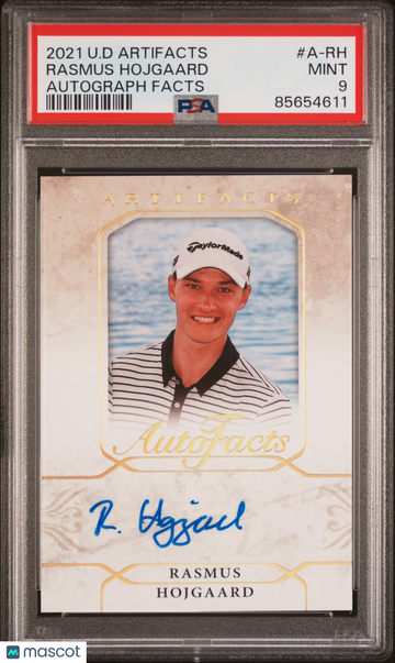 2021 Upper Deck Artifacts Autograph Facts Rasmus Hojgaard #A-RH Autograph Facts PSA 9