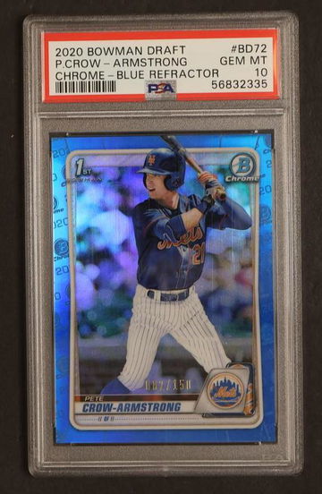 2020 Bowman Chrome Draft Blue Refractor Pete Crow-Armstrong #BD72 /150 PSA 10