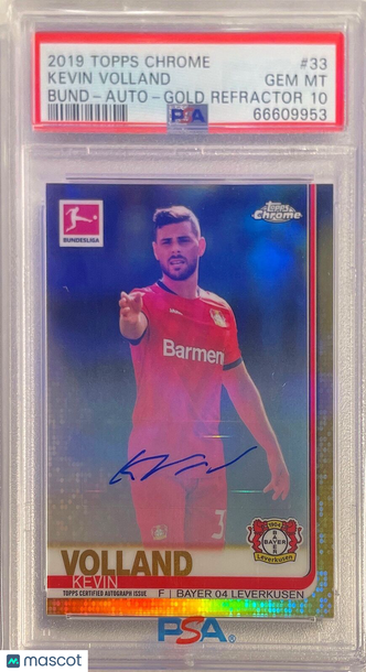 2019 Topps Chrome Bundesliga Kevin Volland #33 Auto Gold Refractor PSA 10