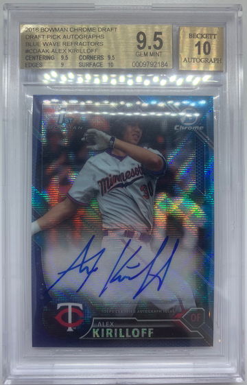 Alex Kirilloff 2016 Bowman Chrome Auto Blue Wave Refractor /150 BGS 9.5
