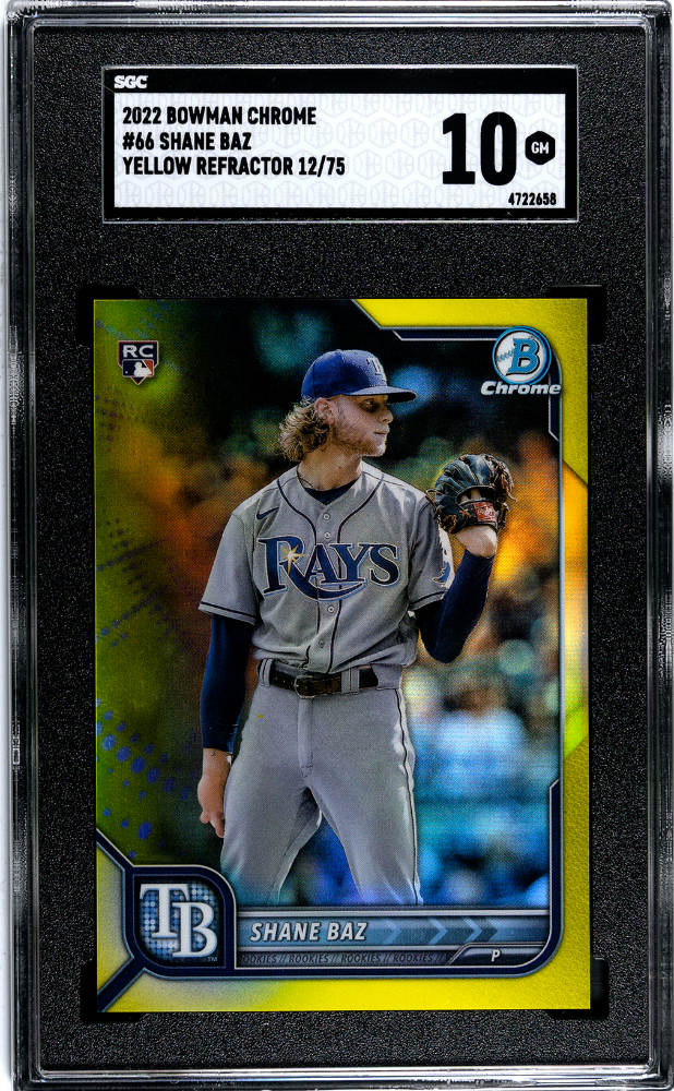 2022 Bowman Chrome Shane Baz #66 Yellow Ref. SGC 10