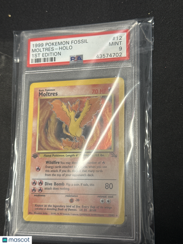 1999 Pokemon Fossil Moltres Holo 1st Edition PSA 9 #12