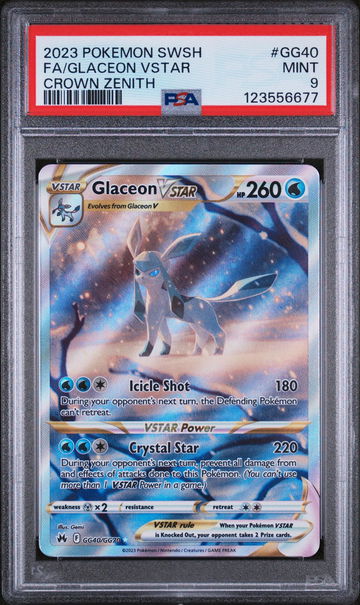 2023 Pokemon Crown Zenith Galarian Gallery Glaceon VSTAR #GG40 Full Art PSA 9