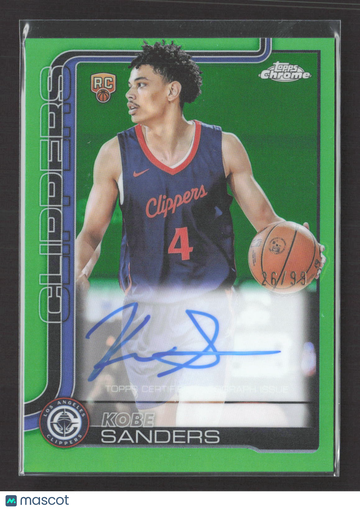 2025 Topps Chrome Basketball Kobe Sanders #TCAR-KS Green /99 RC