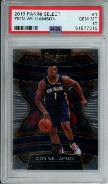 ZION WILLIAMSON 2019 PANINI SELECT CONCOURSE PSA 10