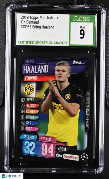 2019 Topps Match Attax Erling Haaland #OD62 On Demand CGC 9