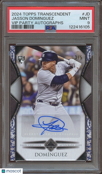 2024 Topps Transcendent Vip Party Autographs Jasson Dominguez #JD Rookie PSA 9 Topps