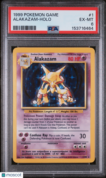 1999 Pokemon Game Alakazam Holo PSA 6 #1