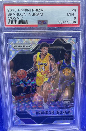 2016 Panini Prizm Brandon Ingram #8 Silver Mosaic Rookie RC PSA 9 Mint LA Lakers