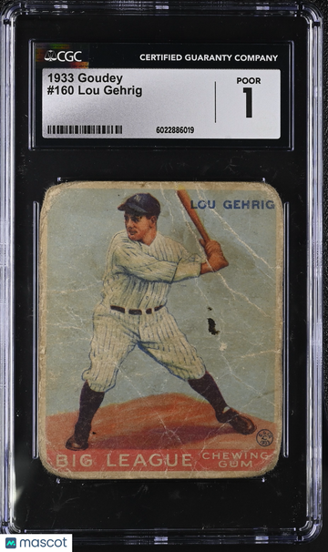 1933 Goudey Lou Gehrig #160 CGC 1