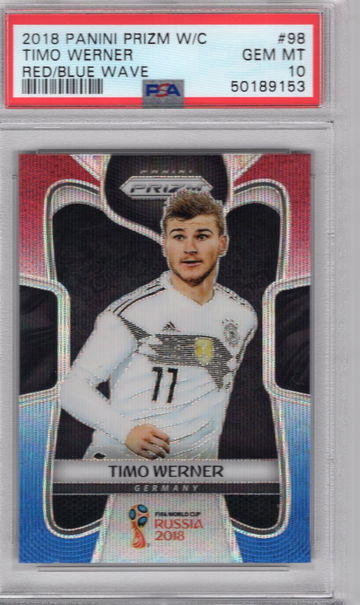 2018 Panini World Cup Prizm Timo Werner Red Blue Wave PSA 10 Gem MT