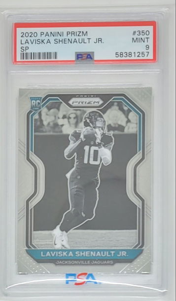 2020 PRIZM LAVISKA SHENAULT SP RC BLACK WHITE #350 PSA 9 MINT JAGUARS VARIATION