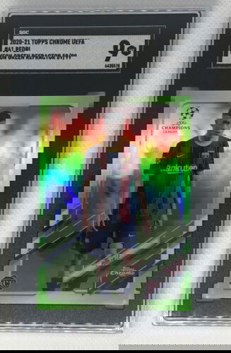 Pedri UEFA Topps Chrome Green Neon Refractor #/99 Rookie RC Barcelona SGC 9