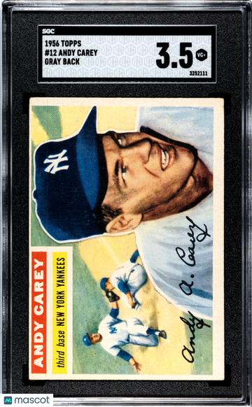 1956 Topps Andy Carey #12 Gray Back SGC 3.5