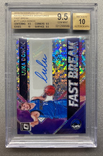 LUKA DONCIC 2018 OPTIC FASR BREAK AUTO ROOKIE CARD BGS 9.5 AUTO 10 