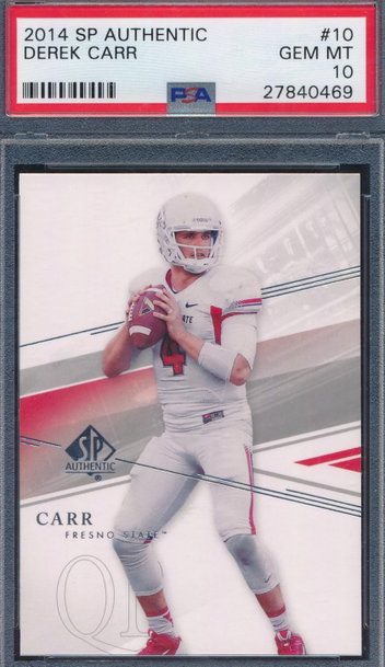 2014 SP Authentic 10 Derek Carr RC PSA 10 GEM MT 0469