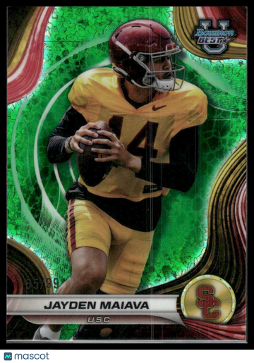 2024 Bowman University Best Jayden Maiava #40 Green Mini Diamond Refractor /99 SN