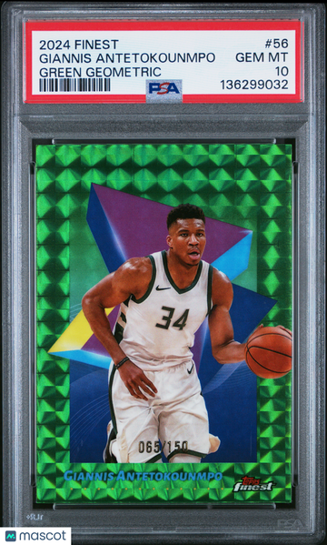 2024 Topps Finest Giannis Antetokounmpo #56 Green Geometric 065/150 PSA 10