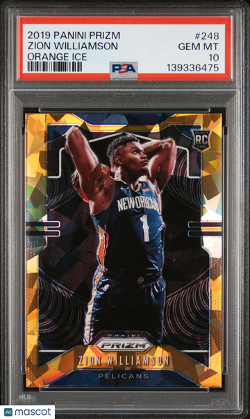 2019 Panini Prizm Zion Williamson #248 Orange Ice Rookie RC PSA 10