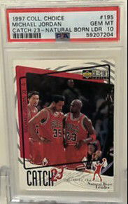 1997 Upper Deck UD Collector's Choice Catch 23 Natural Born Leader 195 Michael Jordan Bulls Jason Caffey PSA 10 Gem Mint