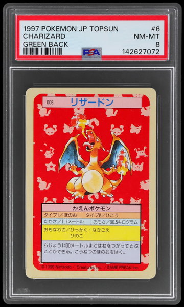 1997 Pokemon Topsun Japanese Charizard Green Back PSA 8