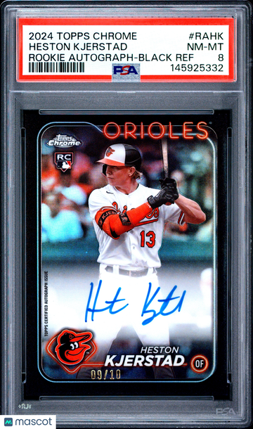 2024 Topps Chrome Rookie Autographs Heston Kjerstad #RAHK Black Ref /10 PSA 8